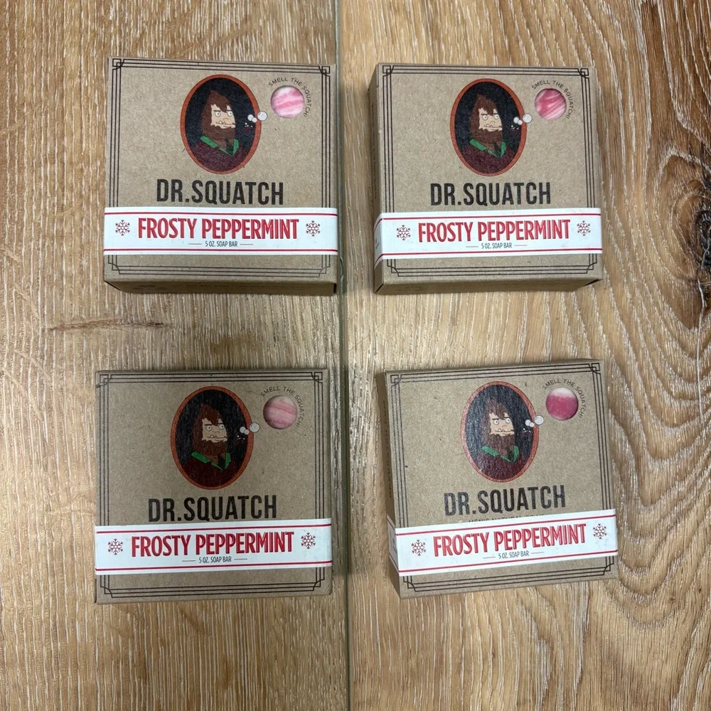 Dr SQUATCH Soap 4pc LOT Frosty Peppermint NEW 5oz Bars